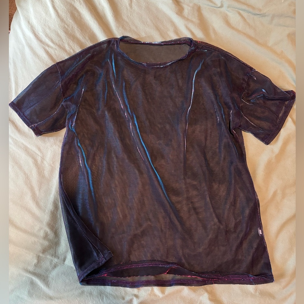 Sheer Oil Spill/Black Mesh T-Shirt